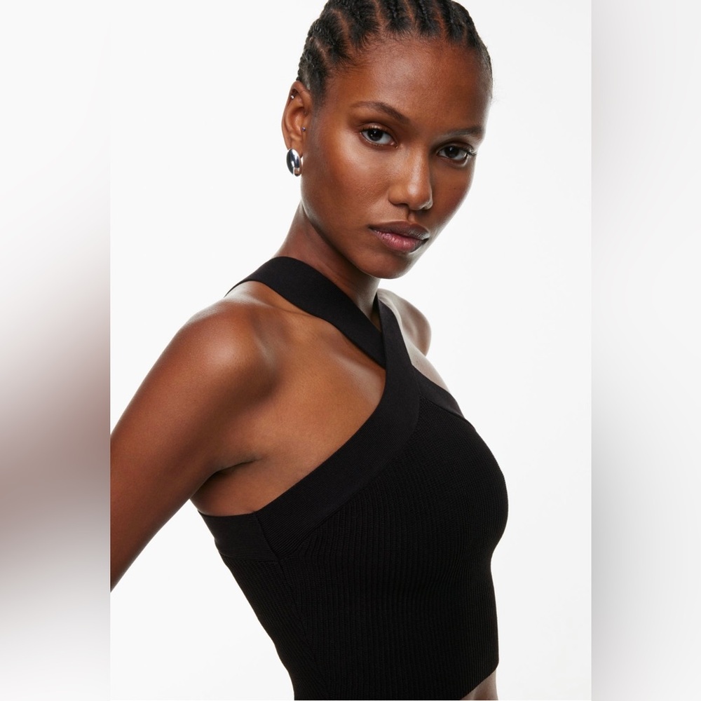 Babaton Black Halter Neck Ribbed Top